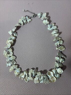 925 Sterling Silver Baroque Pearl Statement Necklace